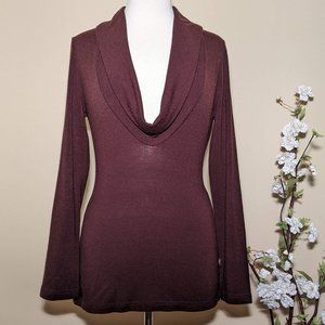 Review Australia Brown Sweater with Draped Collar. Size 12